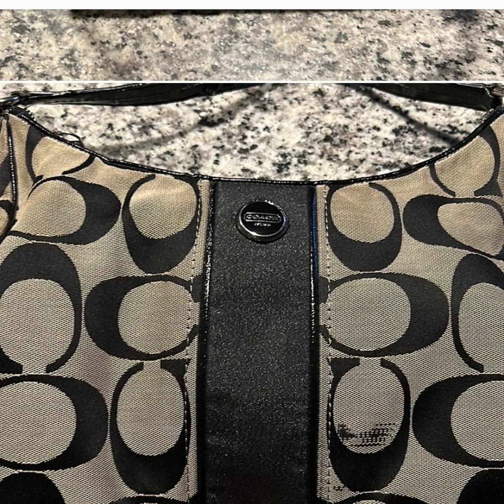 Coach Black and Tan Signature Shoulder Bag - Picture 3 of 8